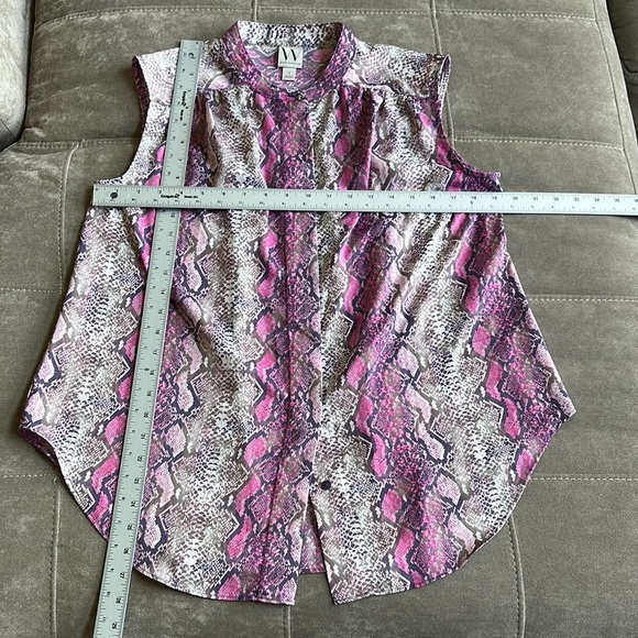 Worthington Purple and Gray Sleeveless Blouse with Mandarin Collar - Picture 5 of 7